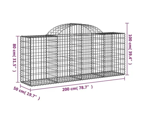 Kaarekujulised Gabioonkorvid 11, 200X50X80/100Cm Tsingitud Raud