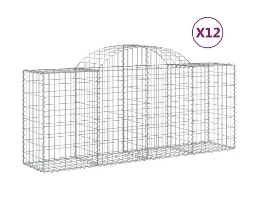 Arkveida Gabiona Grozi, 12 Gb., 200X50X80/100Cm, Cinkota Dzelzs Vidaxl