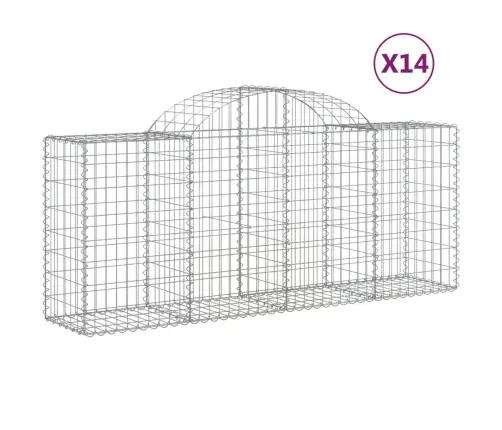 Išlenkti Gabiono Krepšiai, 14Vnt., 200X50X80/100cm Geležis