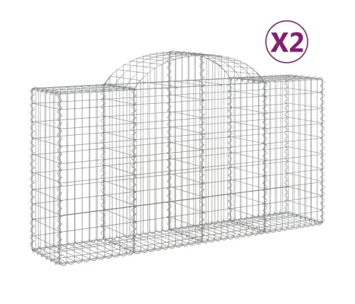 Arkveida Gabiona Grozi, 2 Gb., 200X50X100/120Cm, Cinkota Dzelzs Vidaxl
