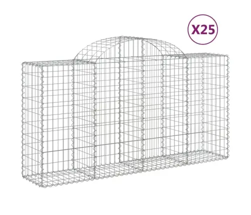 Arkveida Gabiona Grozi, 25Gb., 200X50X100/120Cm, Cinkota Dzelzs Vidaxl
