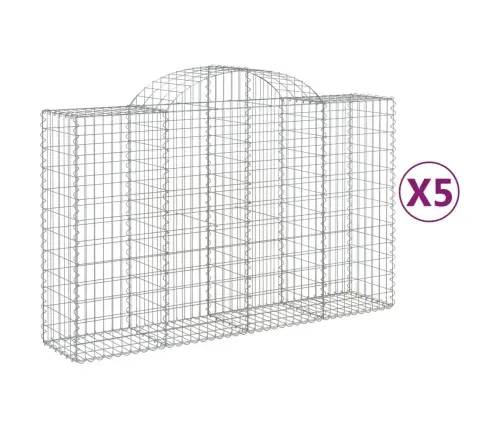 Arkveida Gabiona Grozi, 5 Gb., 200X50X120/140Cm, Cinkota Dzelzs Vidaxl