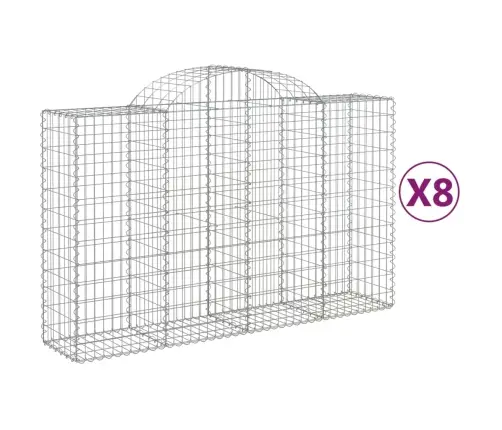 Arkveida Gabiona Grozi, 8 Gb., 200X50X120/140Cm, Cinkota Dzelzs Vidaxl