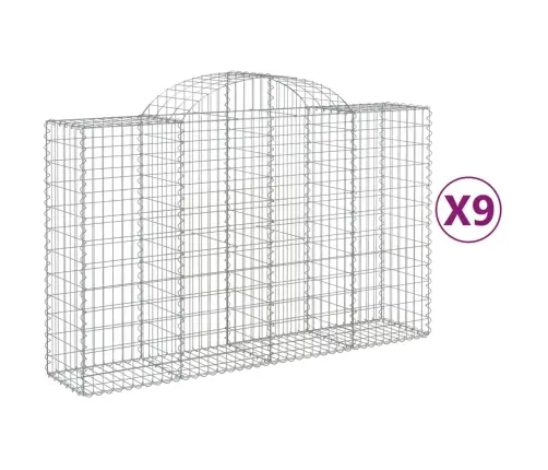 Arkveida Gabiona Grozi, 9 Gb., 200X50X120/140Cm, Cinkota Dzelzs Vidaxl