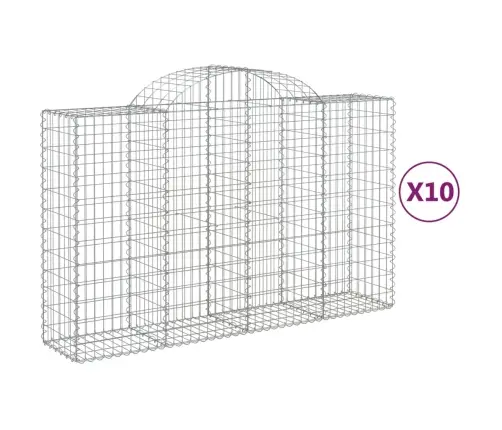 Arkveida Gabiona Grozi, 10Gb., 200X50X120/140Cm, Cinkota Dzelzs Vidaxl