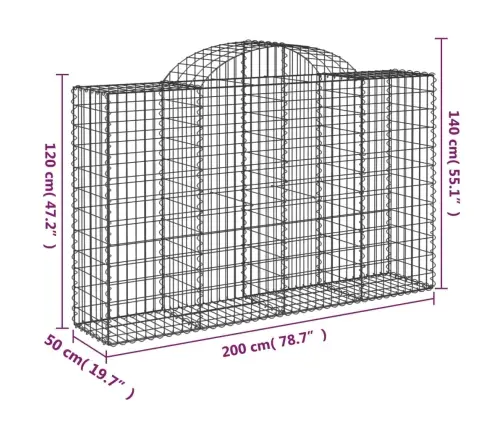 Kaarekujulised Gabioonkorvid 50 Tk, 200X50X120/140 cm Raud