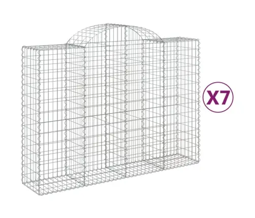 Arkveida Gabiona Grozi, 7 Gb., 200X50X140/160Cm, Cinkota Dzelzs Vidaxl