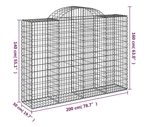 Kaarekujulised Gabioonkorvid 11 Tk, 200X50X140/160 cm Raud