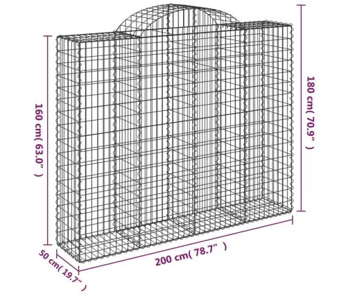 Arkveida Gabiona Grozi, 13Gb., 200X50X160/180Cm, Cinkota Dzelzs Vidaxl