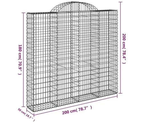 Kaarekujulised Gabioonkorvid 5 Tk, 200X50X180/200 cm Raud