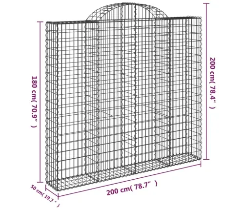 Arkveida Gabiona Grozi, 6 Gb., 200X50X180/200Cm, Cinkota Dzelzs Vidaxl