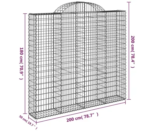 Arkveida Gabiona Grozi, 9 Gb., 200X50X180/200Cm, Cinkota Dzelzs Vidaxl