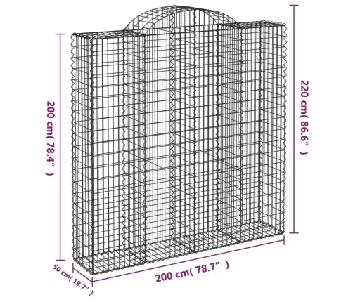 Arkveida Gabiona Grozi, 8 Gb., 200X50X200/220Cm, Cinkota Dzelzs Vidaxl