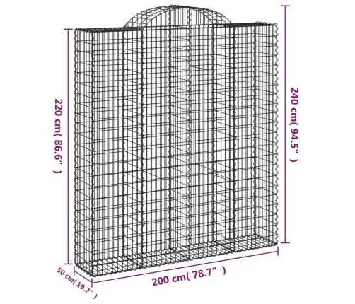 Kaarekujulised Gabioonkorvid 3 Tk, 200X50X220/240 cm Raud