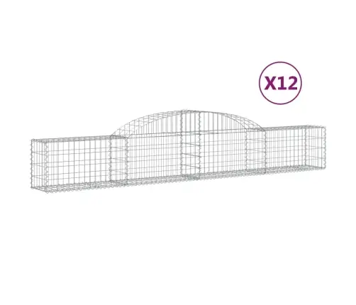 Išlenkti Gabiono Krepšiai, 12Vnt., 300X30X40/60cm Geležis