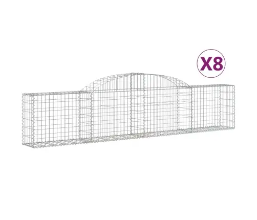 Išlenkti Gabiono Krepšiai, 8Vnt., 300X30X60/80cm Geležis