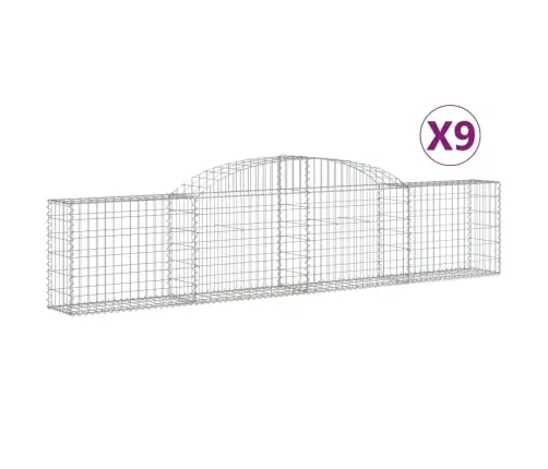 Arkveida Gabiona Grozi, 9 Gb., 300X30X60/80 Cm, Cinkota Dzelzs Vidaxl