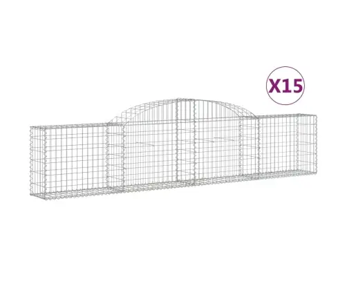 Arkveida Gabiona Grozi, 15 Gb., 300X30X60/80 Cm, Cinkota Dzelzs Vidaxl