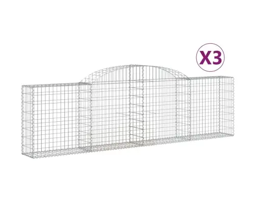 Išlenkti Gabiono Krepšiai, 3Vnt., 300X30X80/100cm Geležis