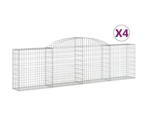 Išlenkti Gabiono Krepšiai, 4Vnt., 300X30X80/100cm Geležis