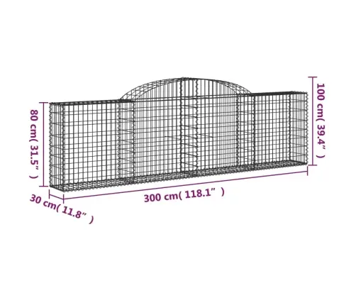 Išlenkti Gabiono Krepšiai, 4Vnt., 300X30X80/100cm Geležis