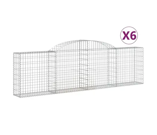 Arkveida Gabiona Grozi, 6 Gb., 300X30X80/100Cm, Cinkota Dzelzs Vidaxl