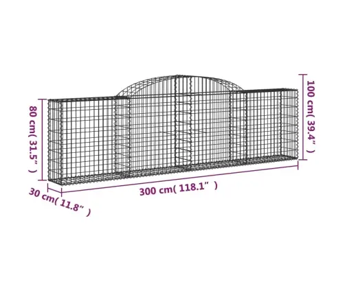 Kaarekujulised Gabioonkorvid 9 Tk, 300X30X80/100 cm Raud