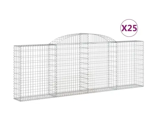 Arkveida Gabiona Grozi, 25Gb., 300X30X100/120Cm, Cinkota Dzelzs Vidaxl