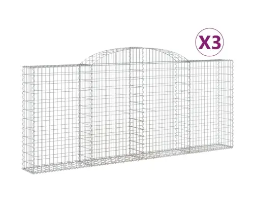Arkveida Gabiona Grozi, 3 Gb., 300X30X120/140Cm, Cinkota Dzelzs Vidaxl