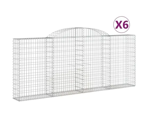 Išlenkti Gabiono Krepšiai, 6Vnt., 300X30X120/140cm Geležis