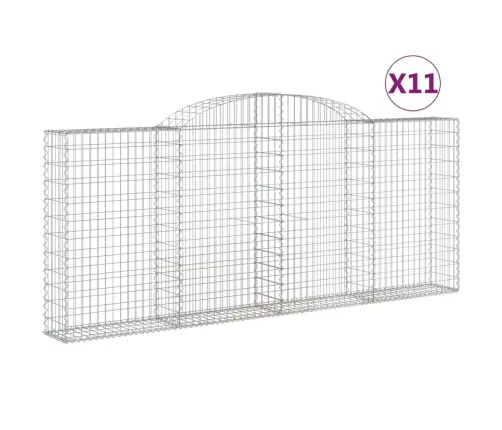 Arkveida Gabiona Grozi, 11Gb., 300X30X120/140Cm, Cinkota Dzelzs Vidaxl