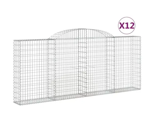 Arkveida Gabiona Grozi, 12Gb., 300X30X120/140Cm, Cinkota Dzelzs Vidaxl