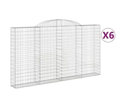 Išlenkti Gabiono Krepšiai, 6Vnt., 300X30X160/180cm Geležis