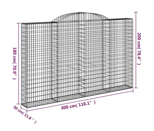 Kaarekujulised Gabioonkorvid 2 Tk, 300X30X180/200 cm Raud