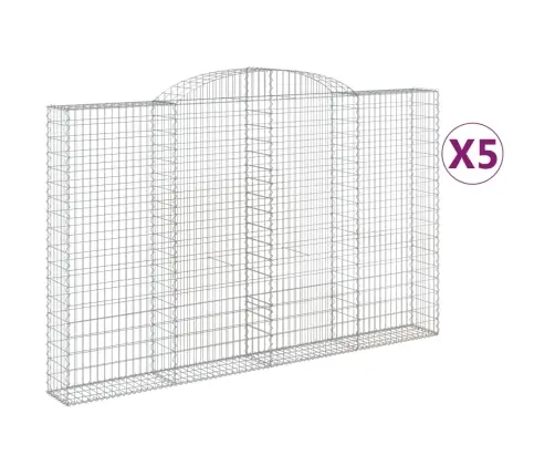 Arkveida Gabiona Grozi, 5 Gb., 300X30X180/200Cm, Cinkota Dzelzs Vidaxl