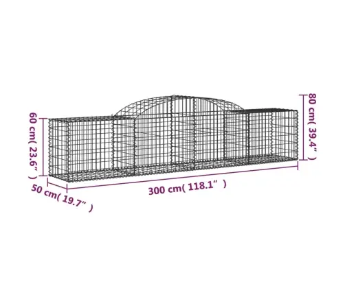 Kaarekujulised Gabioonkorvid 6 Tk, 300X50X60/80 cm Raud