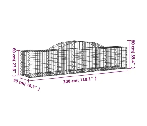 Kaarekujulised Gabioonkorvid 17 Tk, 300X50X60/80 cm Raud