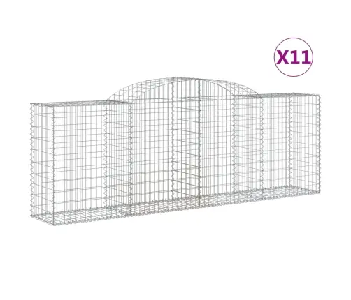 Arkveida Gabiona Grozi, 11Gb., 300X50X100/120Cm, Cinkota Dzelzs Vidaxl