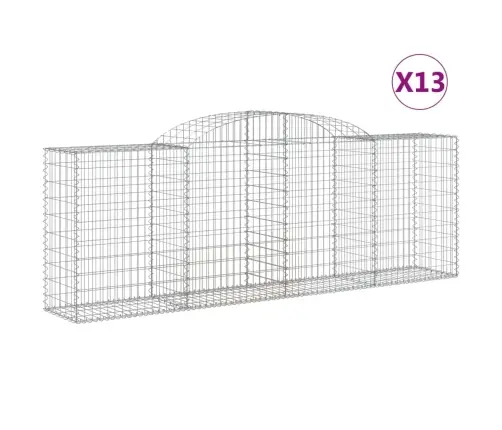 Išlenkti Gabiono Krepšiai, 13Vnt., 300X50X100/120cm Geležis