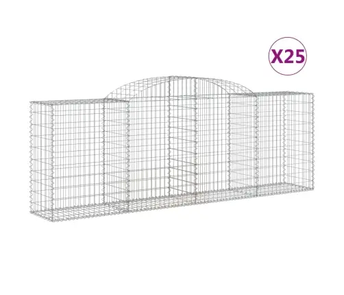 Arkveida Gabiona Grozi, 25Gb., 300X50X100/120Cm, Cinkota Dzelzs Vidaxl