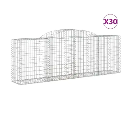 Arkveida Gabiona Grozi, 30Gb., 300X50X100/120Cm, Cinkota Dzelzs Vidaxl