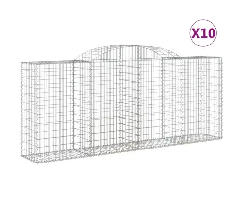 Arkveida Gabiona Grozi, 10Gb., 300X50X120/140Cm, Cinkota Dzelzs Vidaxl