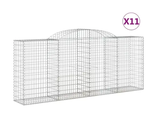 Arkveida Gabiona Grozi, 11Gb., 300X50X120/140Cm, Cinkota Dzelzs Vidaxl