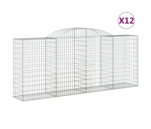 Išlenkti Gabiono Krepšiai, 12Vnt., 300X50X120/140cm Geležis
