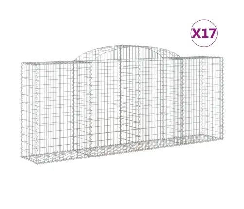 Arkveida Gabiona Grozi, 17Gb., 300X50X120/140Cm, Cinkota Dzelzs Vidaxl