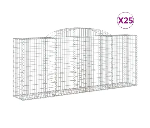 Arkveida Gabiona Grozi, 25Gb., 300X50X120/140Cm, Cinkota Dzelzs Vidaxl