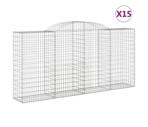 Arkveida Gabiona Grozi, 15Gb., 300X50X140/160Cm, Cinkota Dzelzs Vidaxl