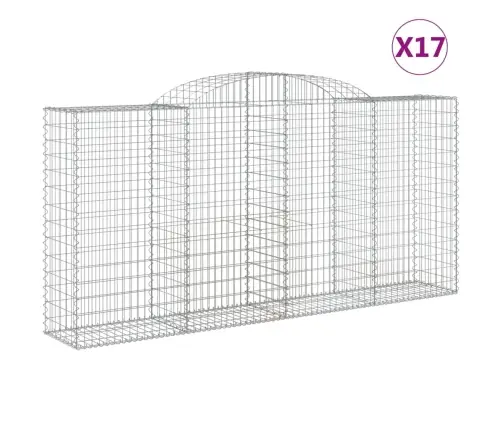 Arkveida Gabiona Grozi, 17Gb., 300X50X140/160Cm, Cinkota Dzelzs Vidaxl