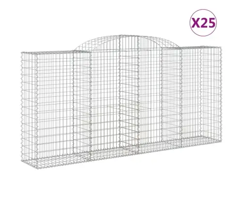 Arkveida Gabiona Grozi, 25Gb., 300X50X140/160Cm, Cinkota Dzelzs Vidaxl