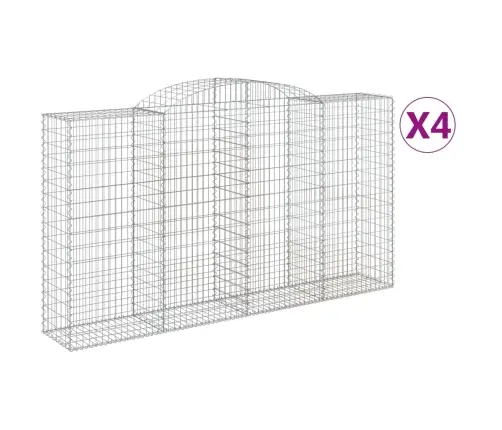 Išlenkti Gabiono Krepšiai, 4Vnt., 300X50X160/180cm Geležis